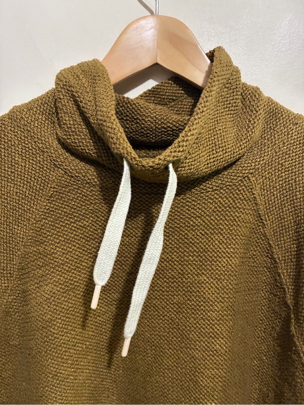 Aerie Knit Funnel Neck Hoodie Large Olive Chartreuse Green - Picture 4 of 10